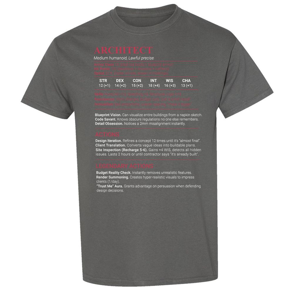 Architect Stats Classic Unisex T-Shirt - Charcoal - 4
