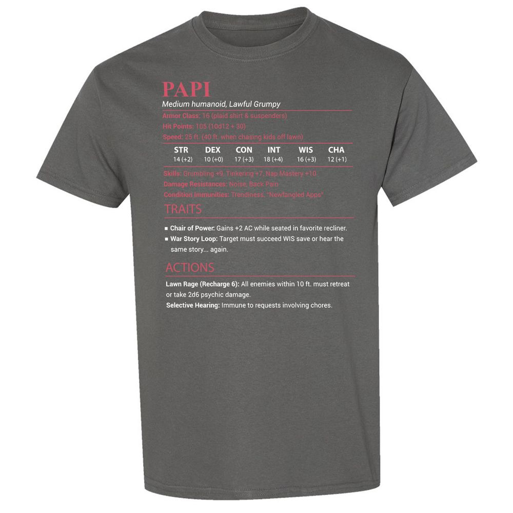 Papi Stats Classic Unisex T-Shirt - Charcoal - 4