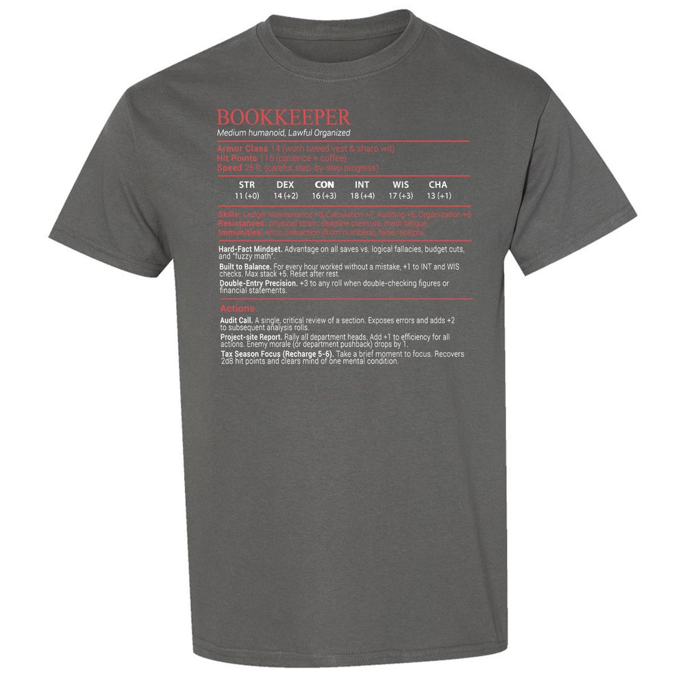 Bookkeepper Stats Block - Charcoal - 4
