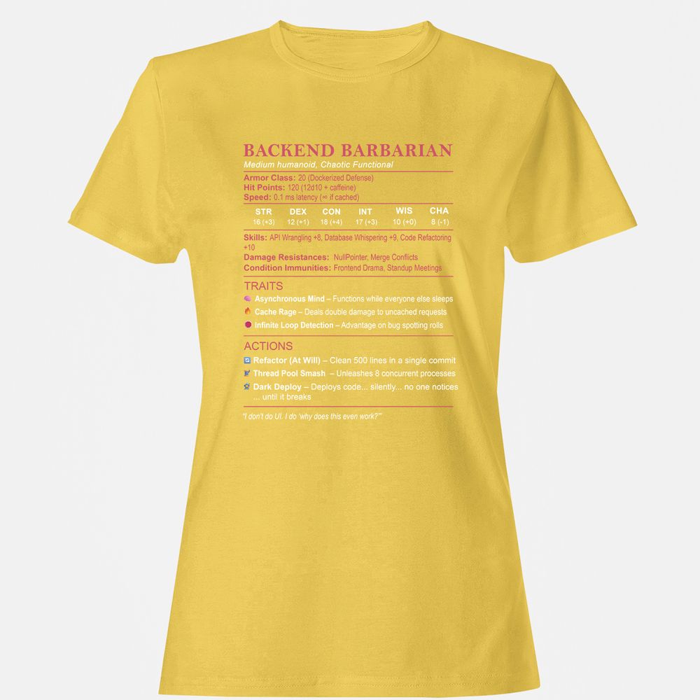 Backend Barbarian Stats Women's T-Shirt - Daisy - 4