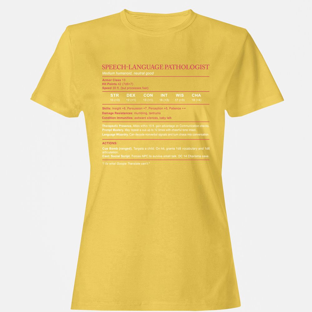 Speech Language Pathologist Stats Women's T-Shirt - Daisy - 4