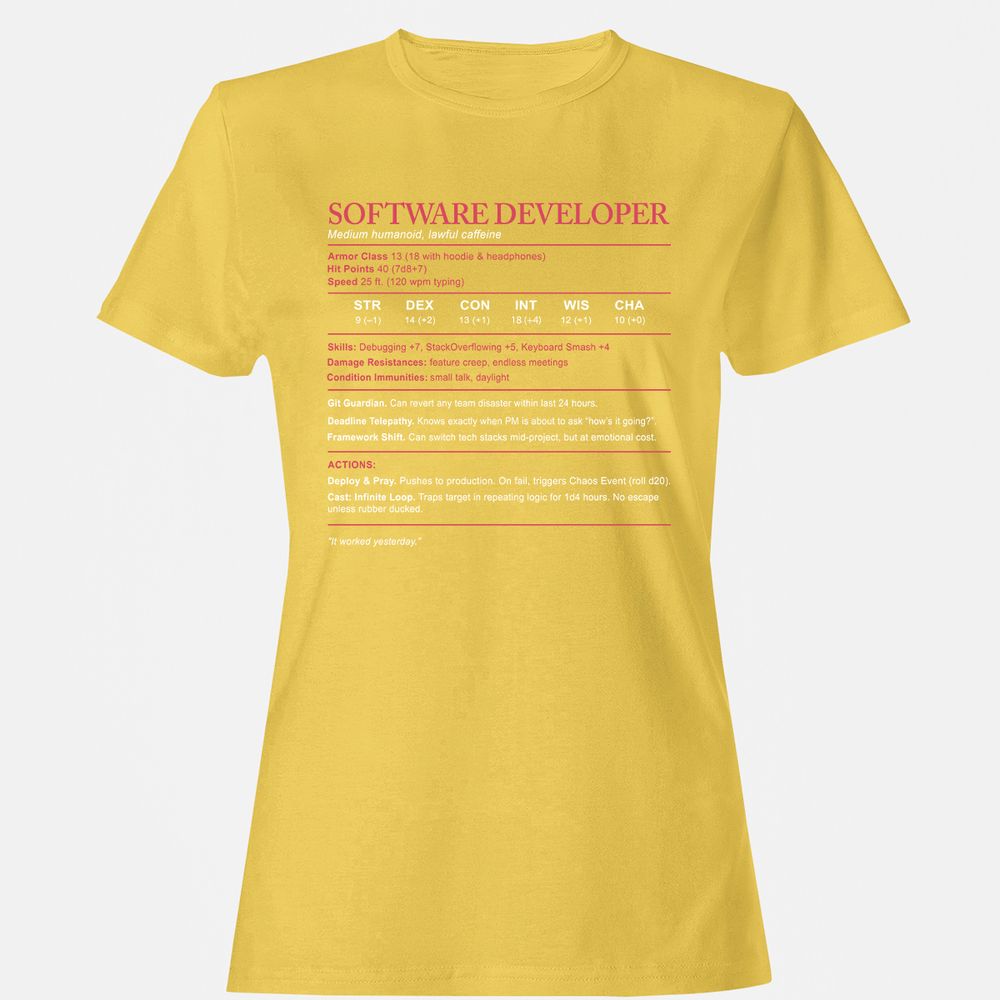 Software Developer Stats Women's T-Shirt - Daisy - 4