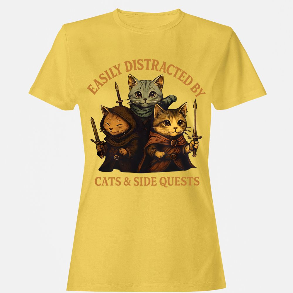 Easily Distracted By Cats & Side Quests Women's T-Shirt - Daisy - 4
