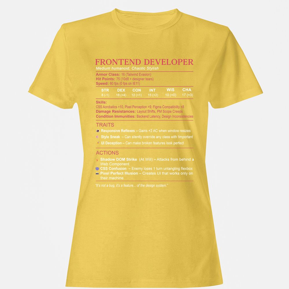Frontend Developer Stats Women's T-Shirt - Daisy - 4