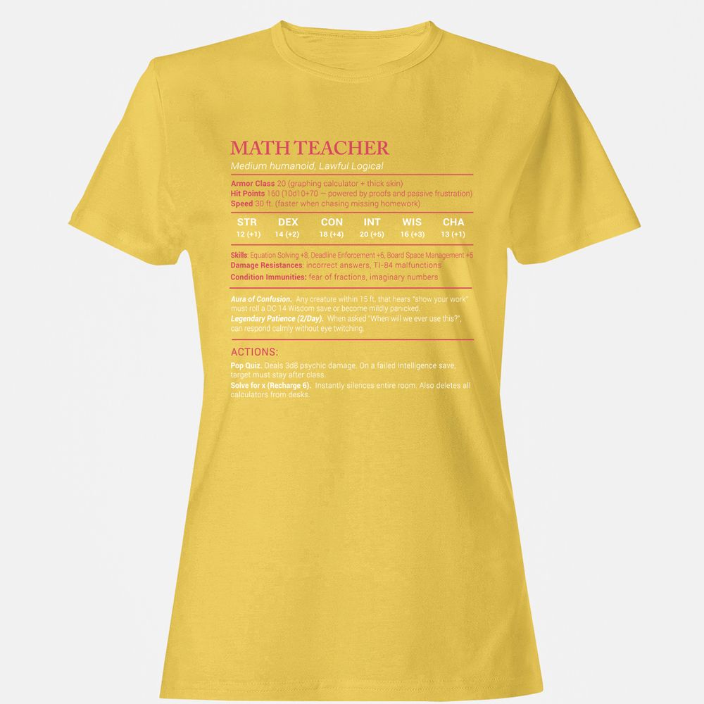 Math Teacher Stats Women's T-Shirt - Daisy - 4