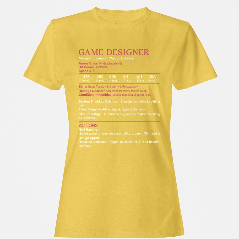 Game Designer Stats Women's T-Shirt - Daisy - 4