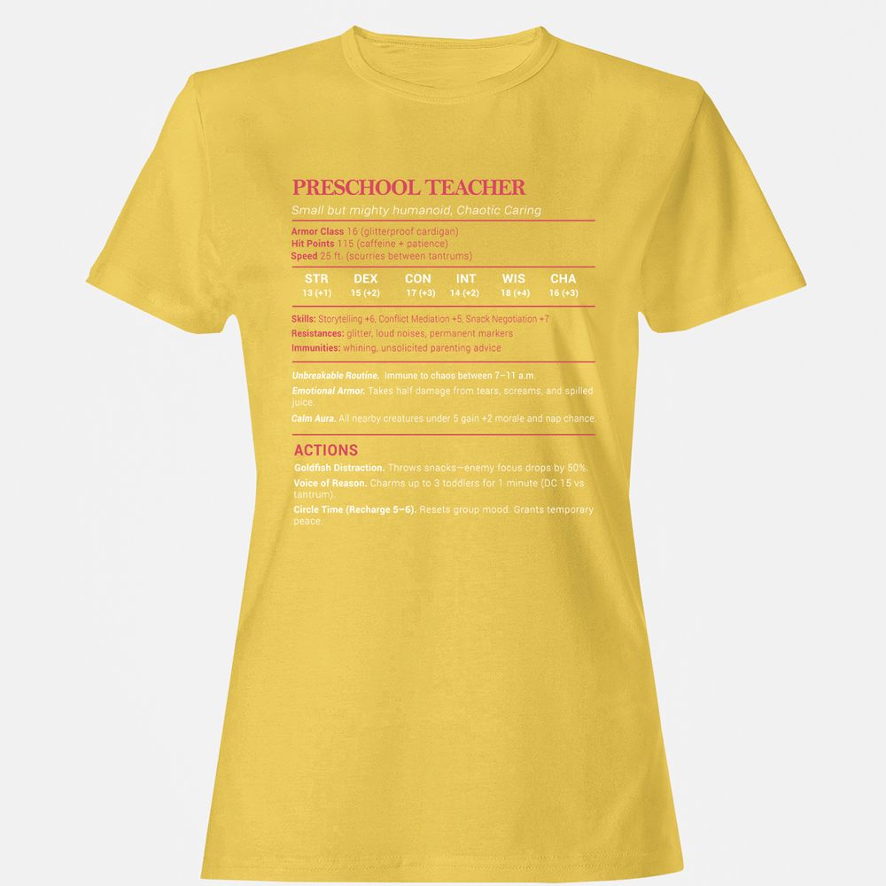 Preschool Teacher Stats Women's T-Shirt - Daisy - 4