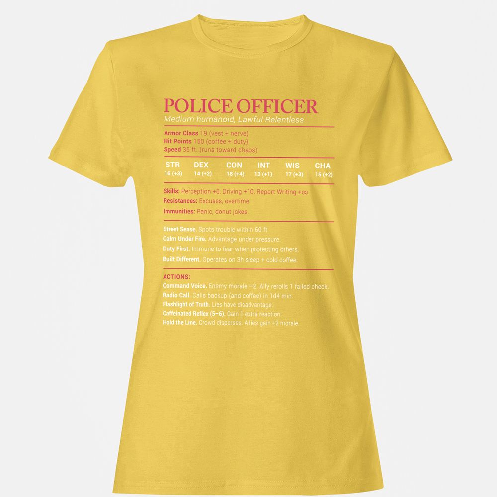 Police Officer Stats Women's T-Shirt - Daisy - 4