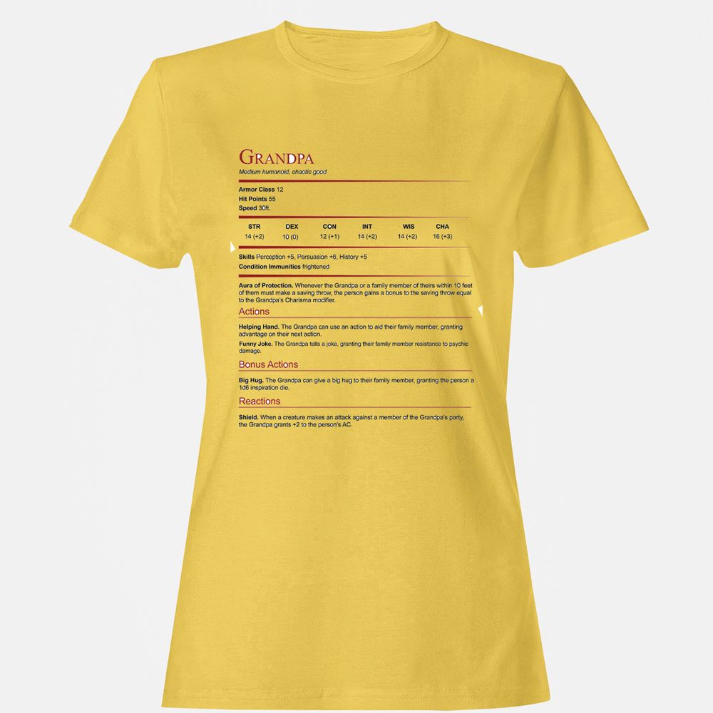 Grandpa Stat Block Women's T-Shirt - Daisy - 4