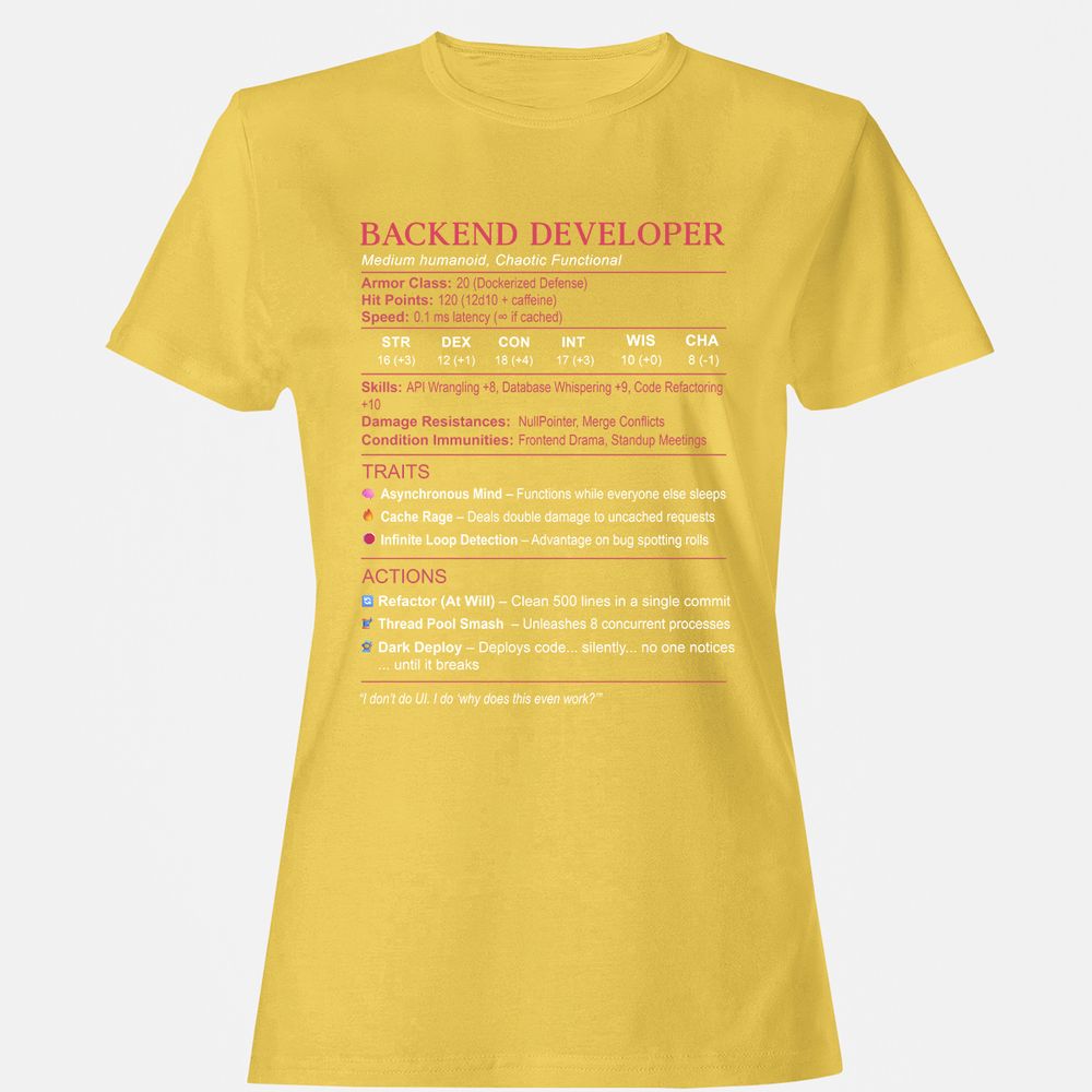 Backend Developer Stats Women's T-Shirt - Daisy - 4