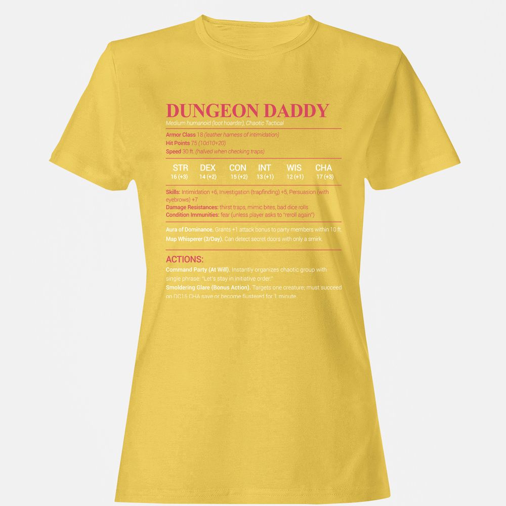 Dungeon Daddy Stats Women's T-Shirt - Daisy - 4