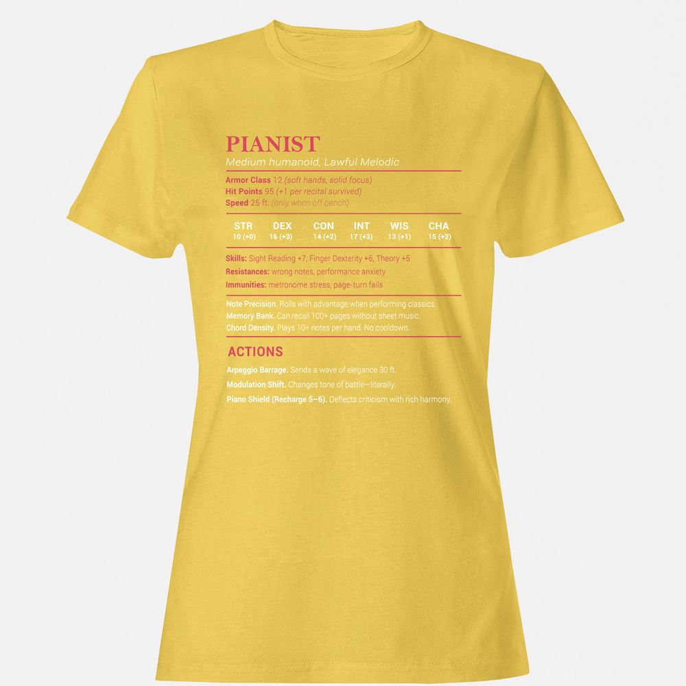 Pianist Stats Women's T-Shirt - Daisy - 4