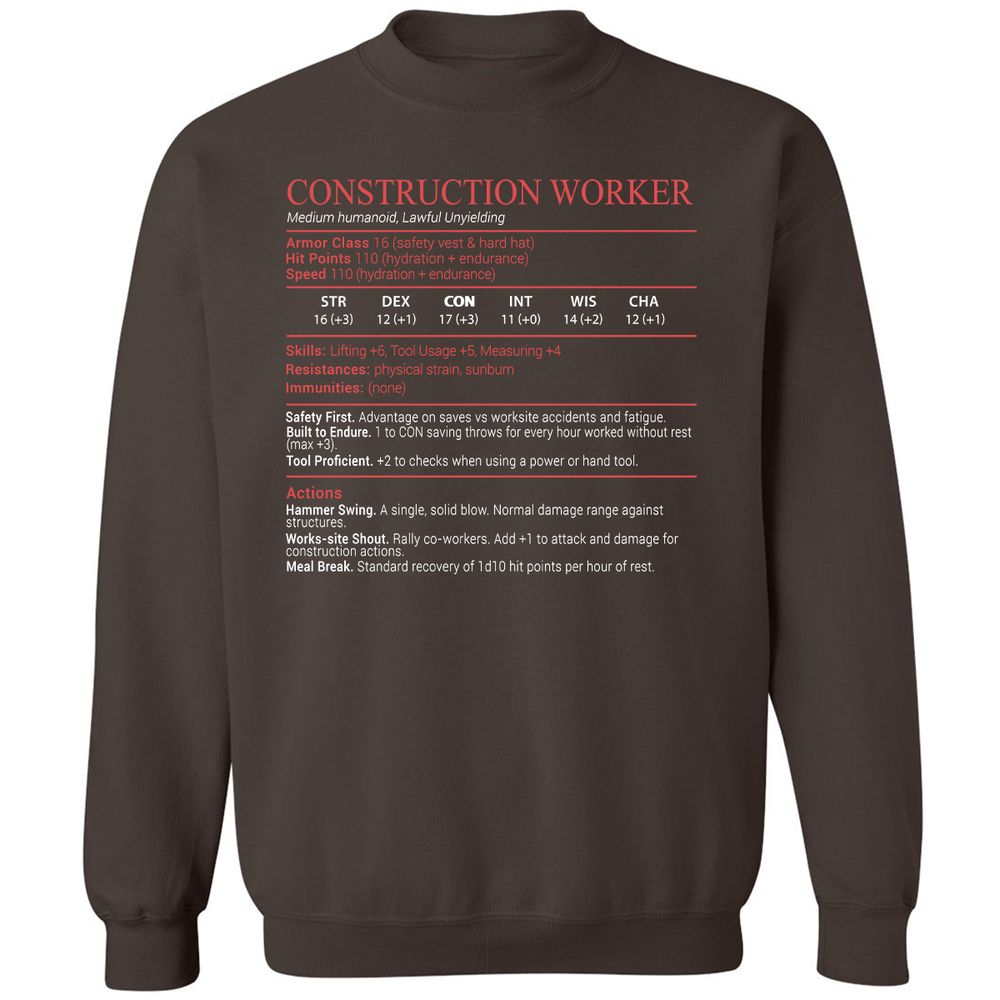 Construction Worker Stats Block - Dark Chocolate - 4