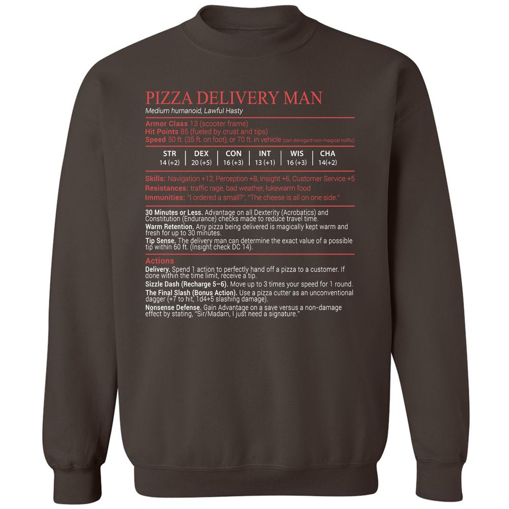 Pizza Delivery Man Stats Block - Dark Chocolate - 4