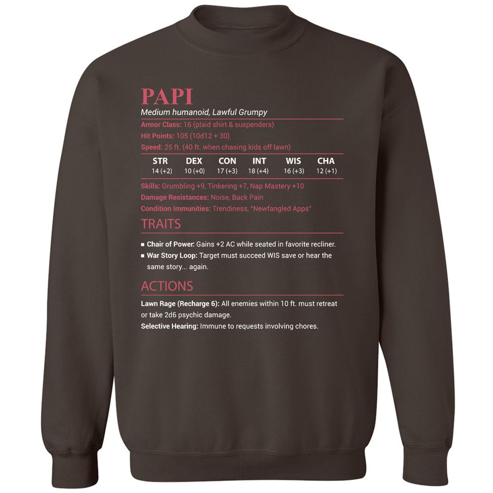 Papi Stats Classic Unisex Sweatshirt - Dark Chocolate - 4