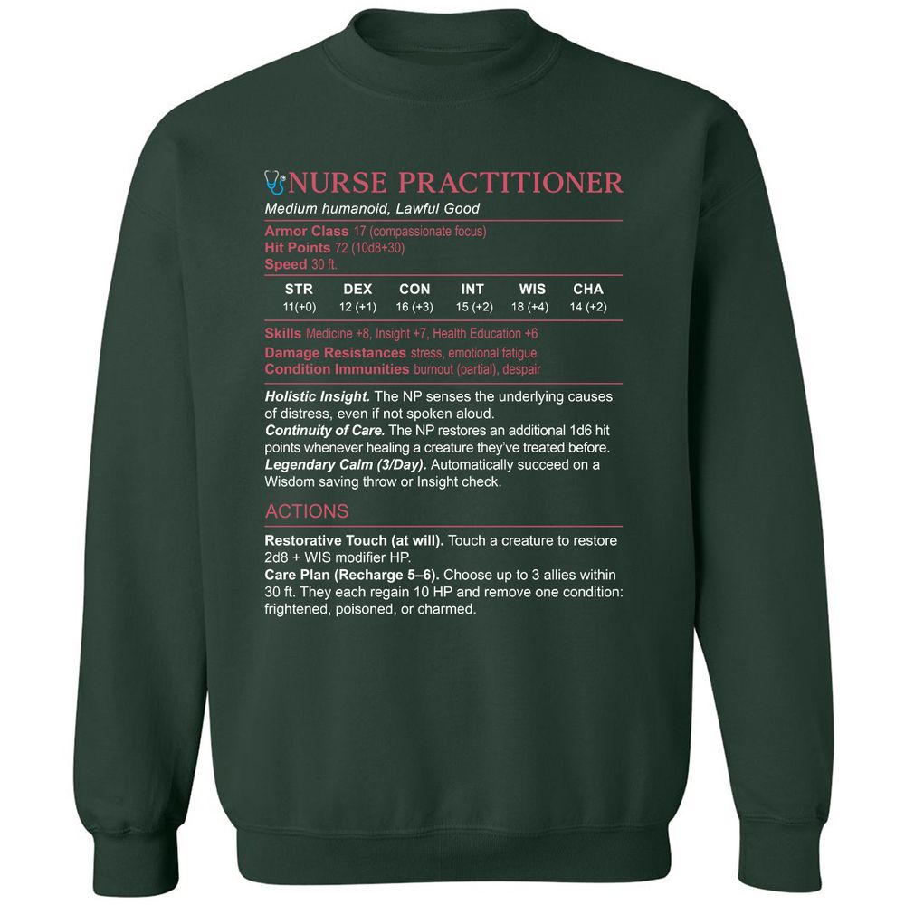 Nurse Practitioner Stats Classic Unisex Sweatshirt - Forest Green - 4