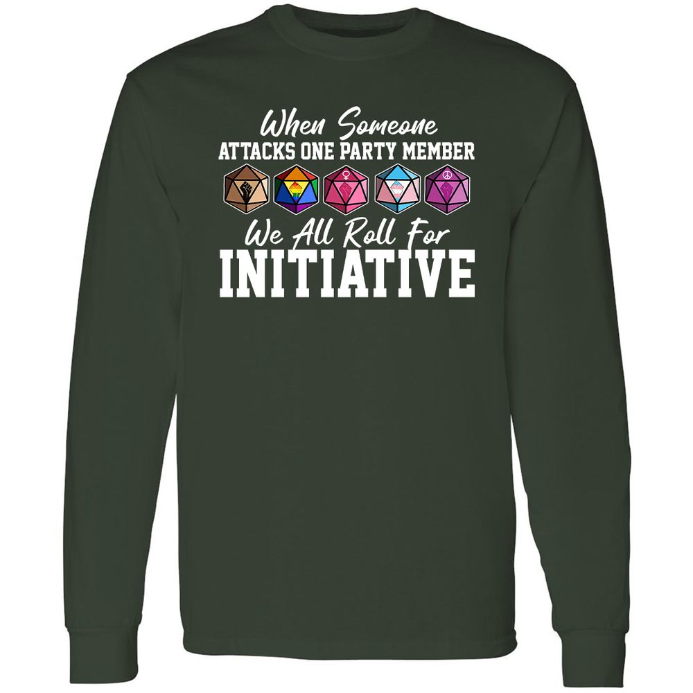 LGBT Roll For Initiative Long Sleeve T-Shirt - Forest Green - 4