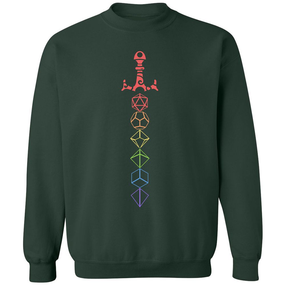 Rainbow Dice Sword LGBT Classic Unisex Sweatshirt - Forest Green - 4