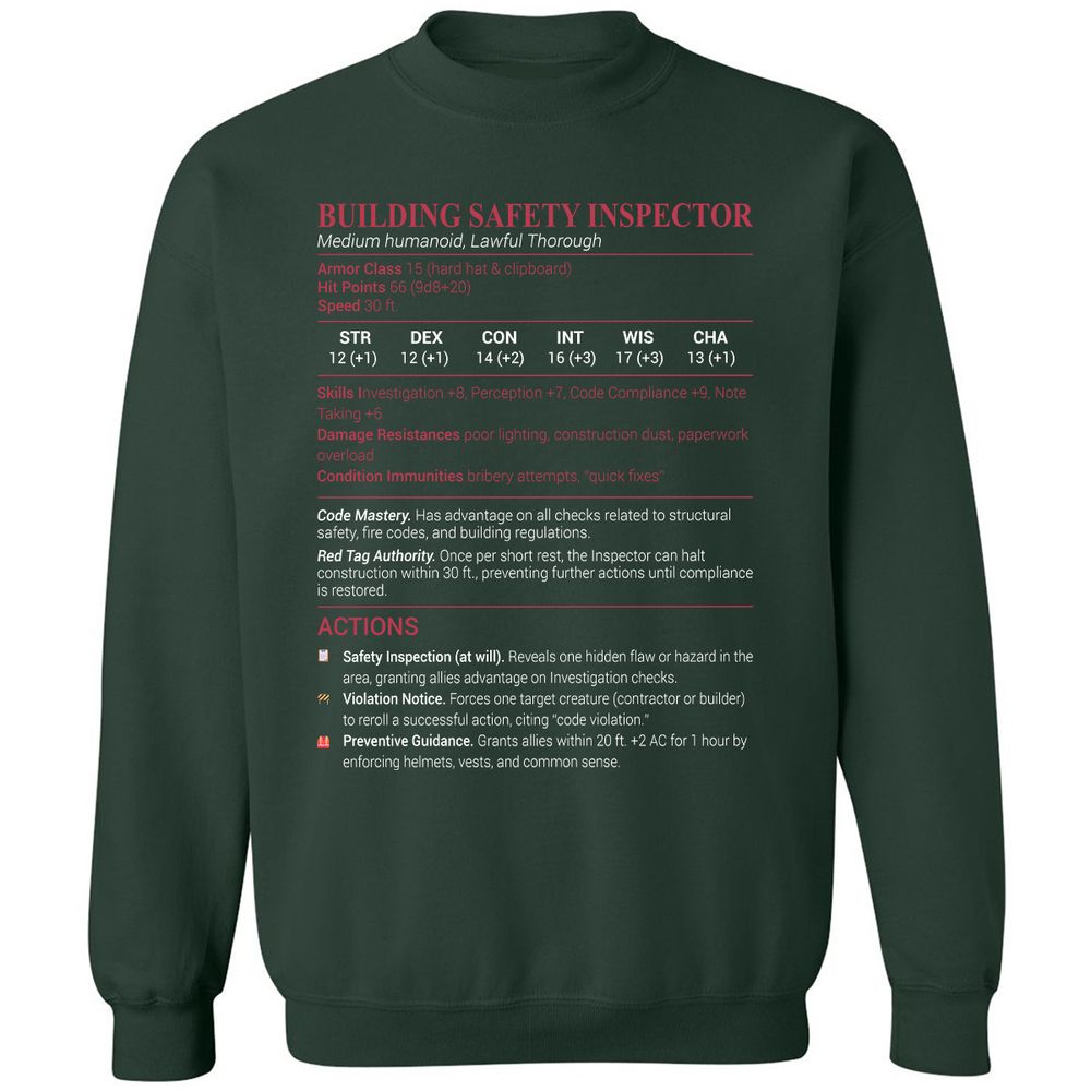 Building Safety Inspector Classic Unisex Sweatshirt - Forest Green - 4