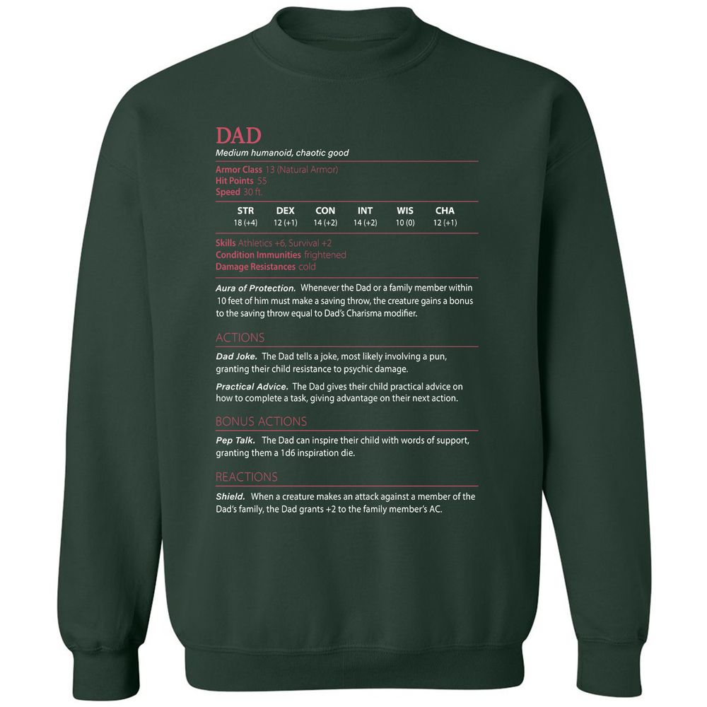 Dad Stats Classic Unisex Sweatshirt - Forest Green - 4