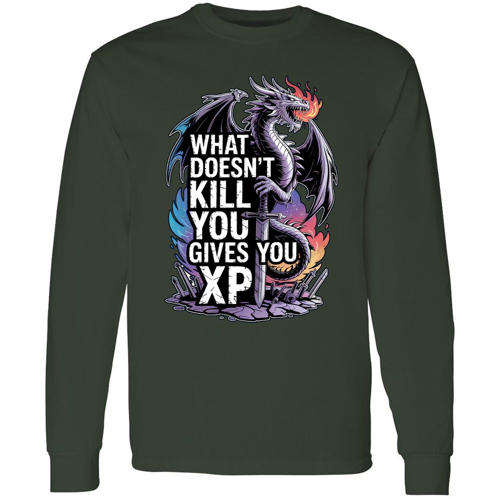 What Doesn't Kill You Dragon Long Sleeve T-Shirt - Forest Green - 4