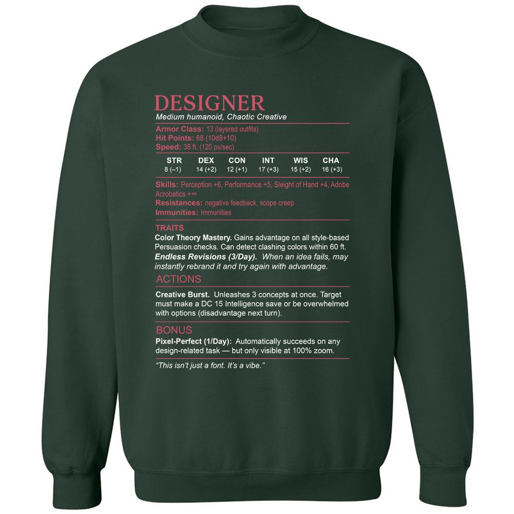 Designer Stats Classic Unisex Sweatshirt - Forest Green - 4