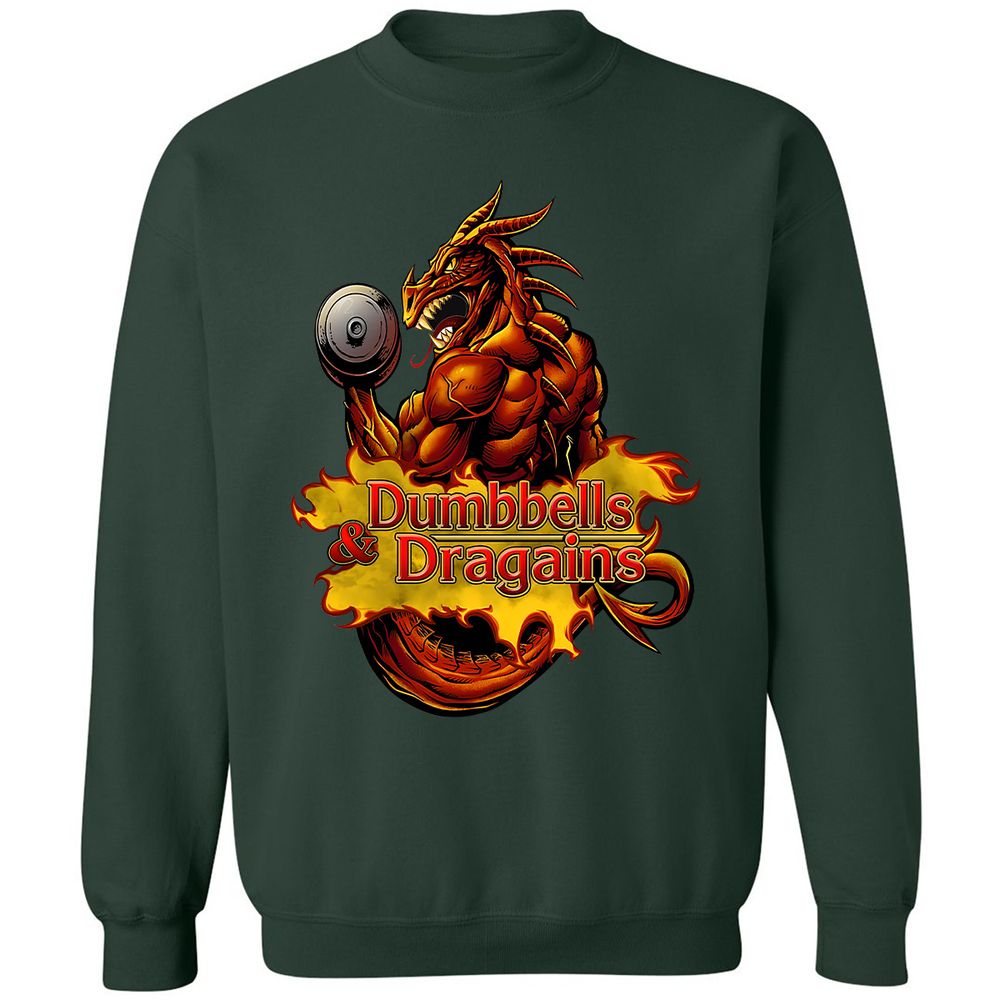Dumbbells & Dragains Classic Unisex Sweatshirt - Forest Green - 4