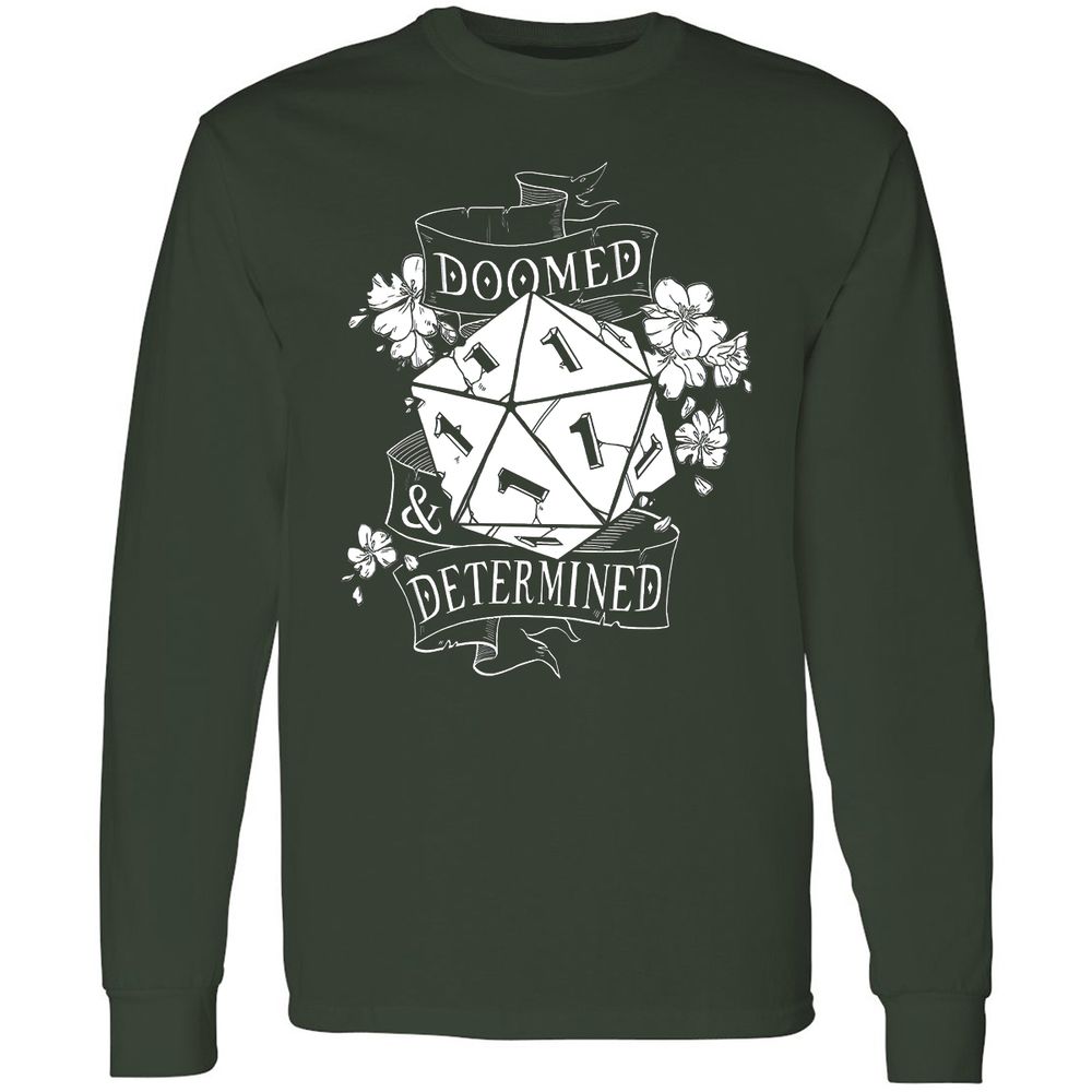 Doomed Determined Long Sleeve T-Shirt - Forest Green - 4