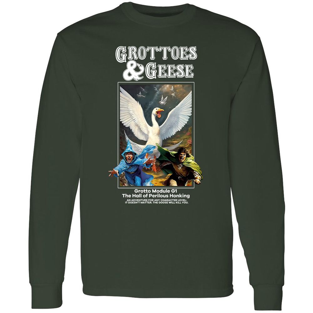 Grottoes & Geese Long Sleeve T-Shirt - Forest Green - 4