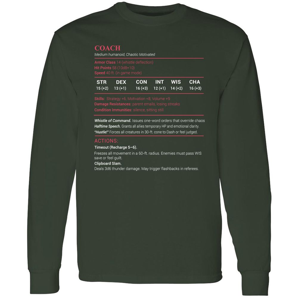 Coach Stats Long Sleeve T-Shirt - Forest Green - 4