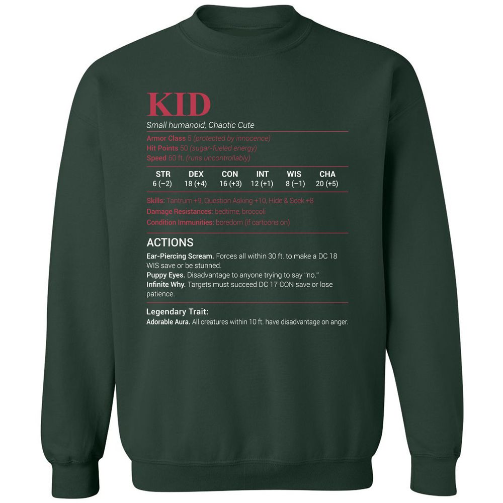 Kid Stats Classic Unisex Sweatshirt - Forest Green - 4