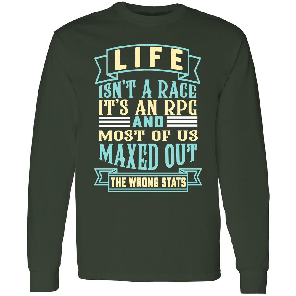 Life Is A RPG Long Sleeve T-Shirt - Forest Green - 4