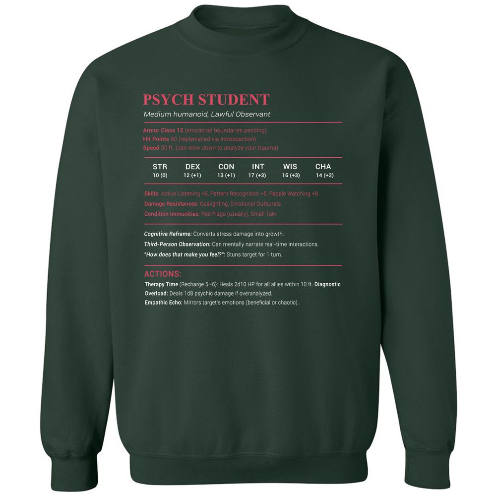 Psych Student Classic Unisex Sweatshirt - Forest Green - 4