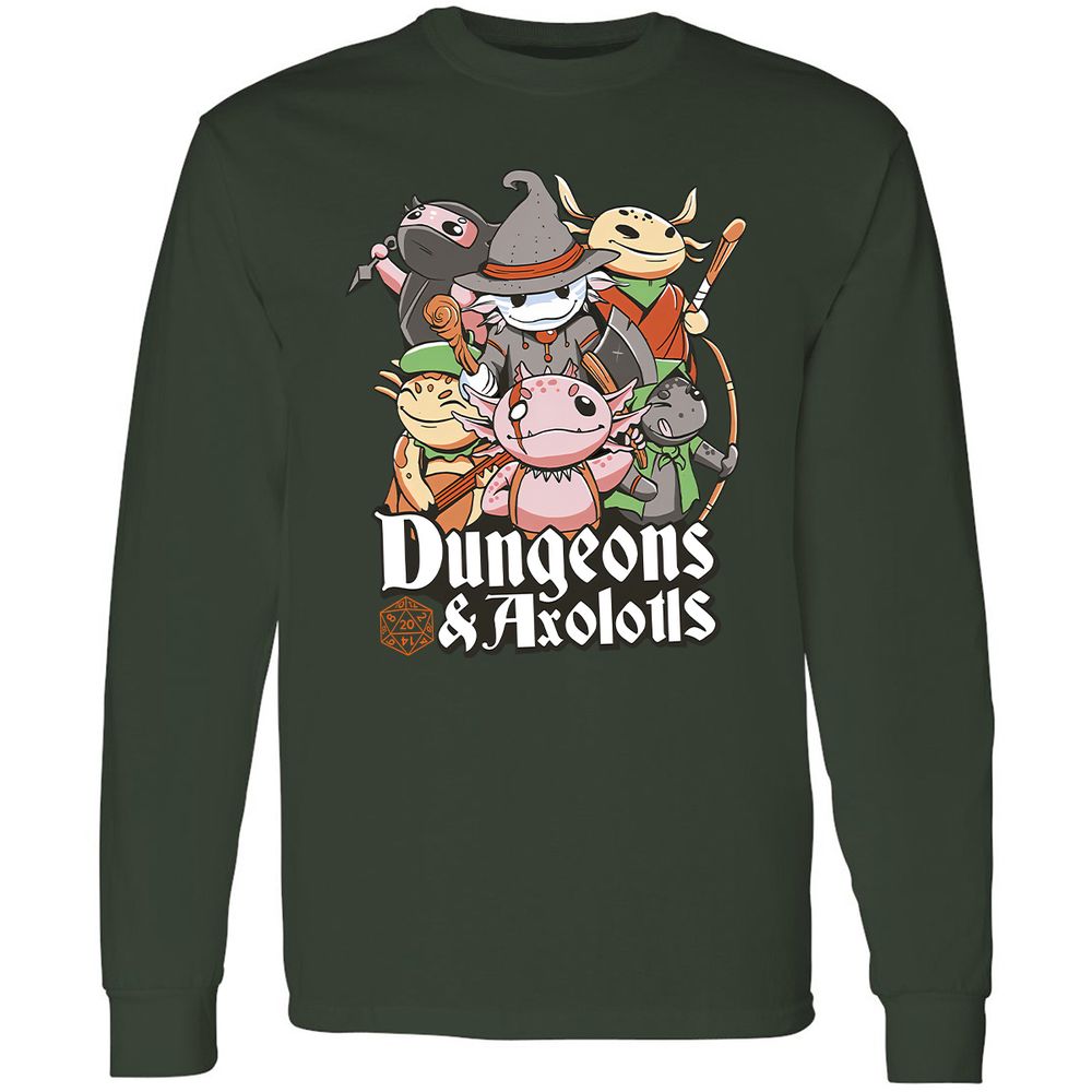 Dungeons And Axolotls Long Sleeve T-Shirt - Forest Green - 4