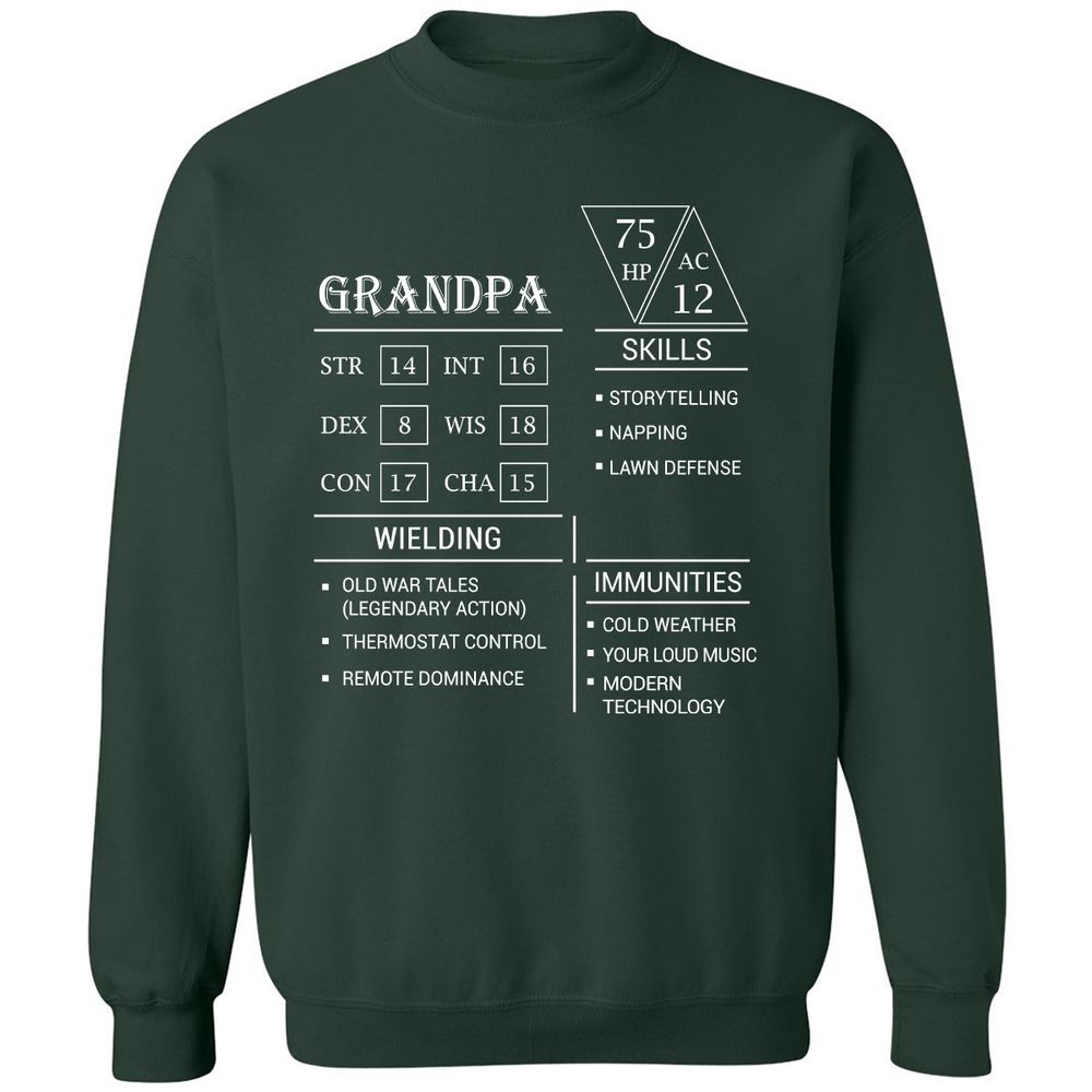 Grandpa Stats Classic Unisex Sweatshirt - Forest Green - 4