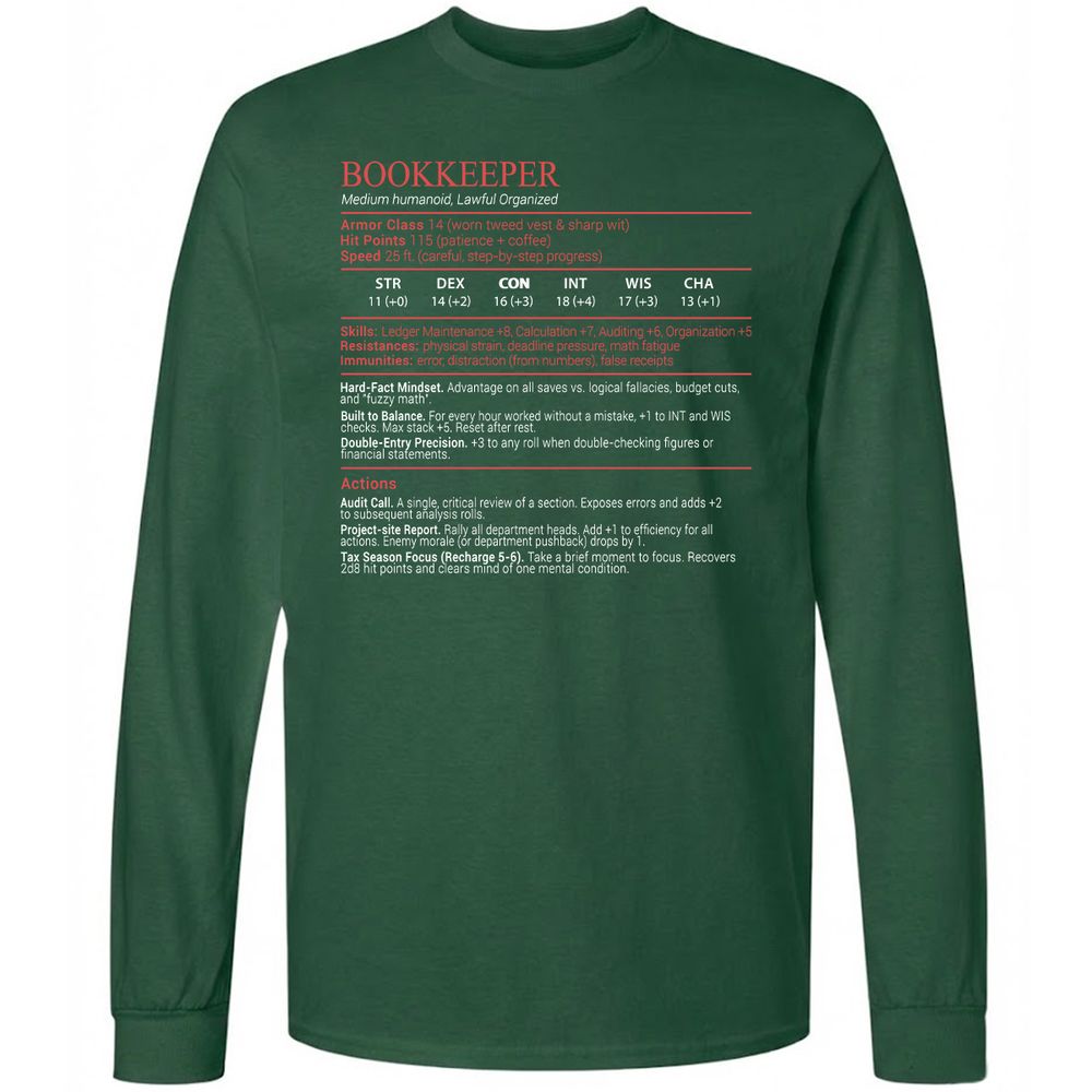 Bookkeepper Stats Block - Forest Green - 4