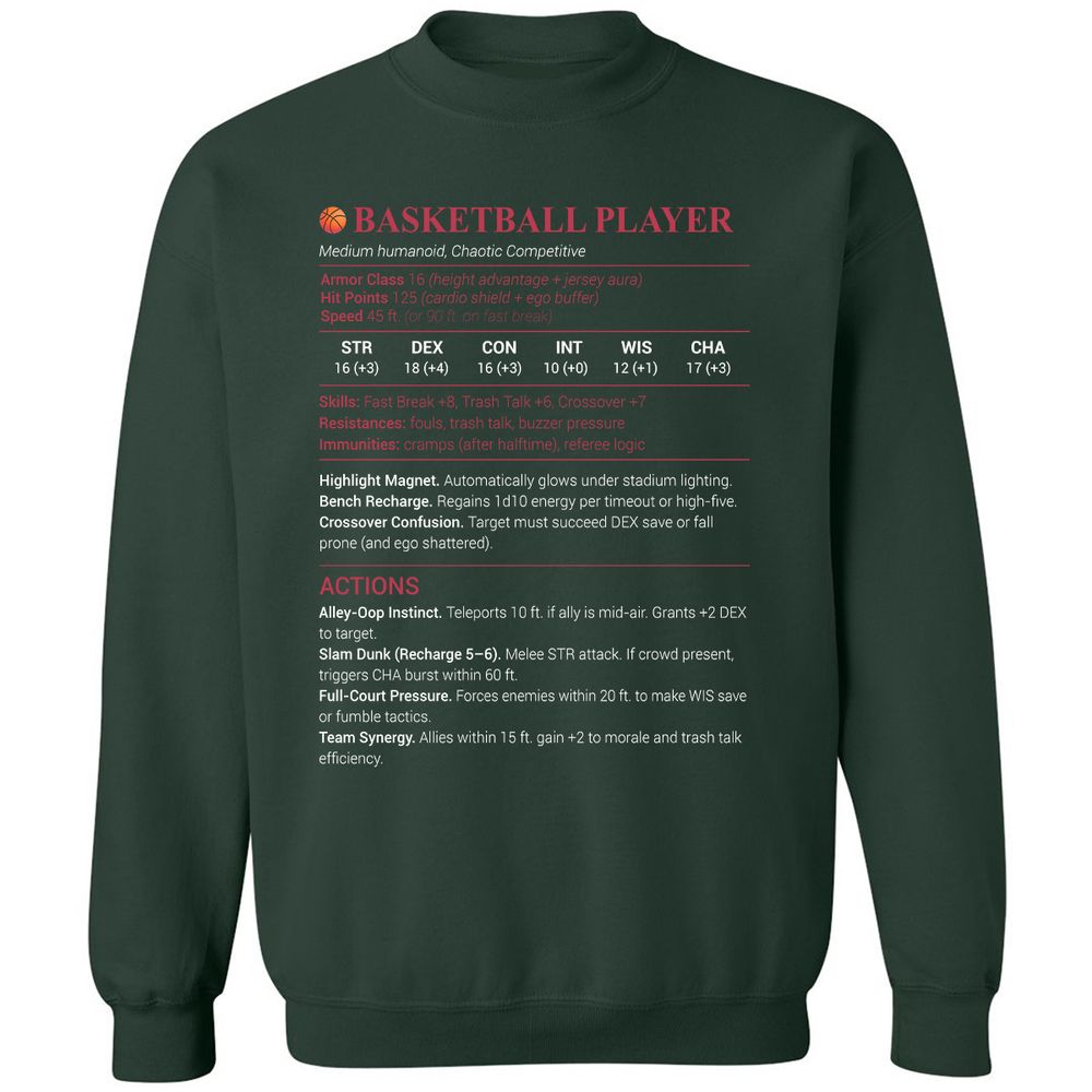 Basketball Player Classic Unisex Sweatshirt - Forest Green - 4