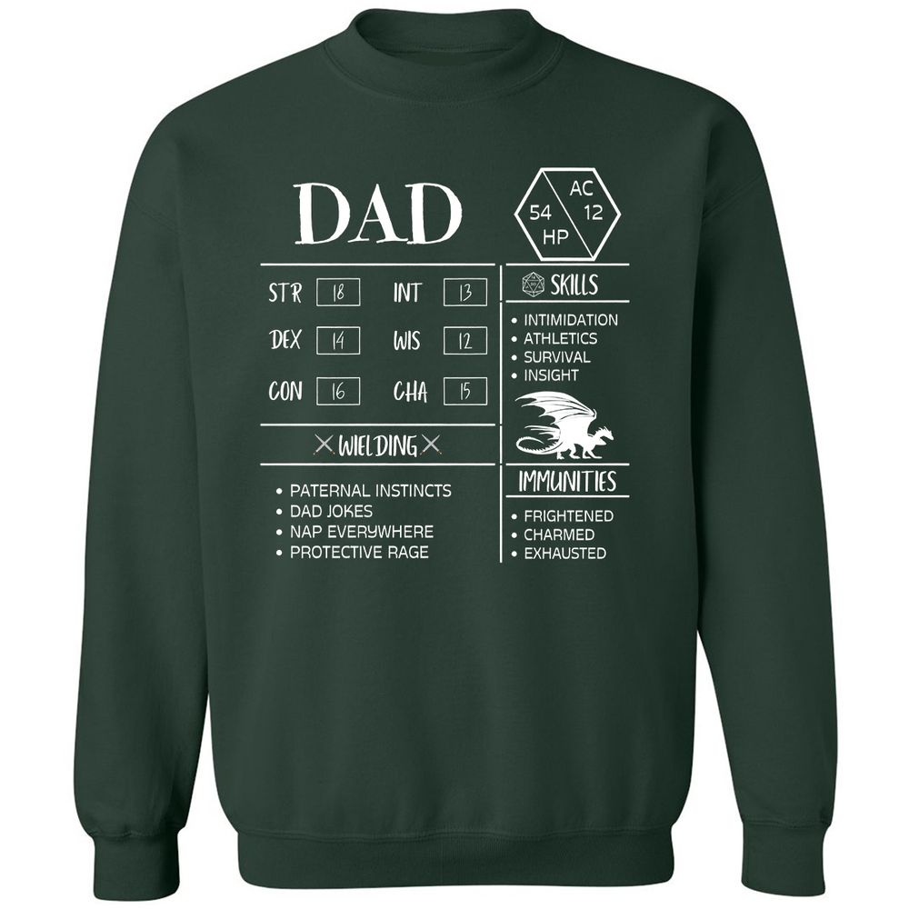 Dad Stats 2 Classic Unisex Sweatshirt - Forest Green - 4