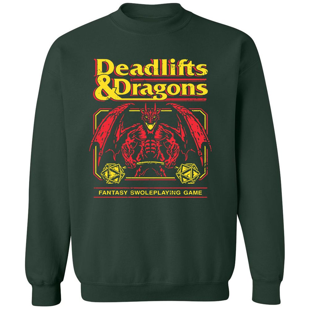 Deadlifts And Dragons Classic Unisex Sweatshirt - Forest Green - 4