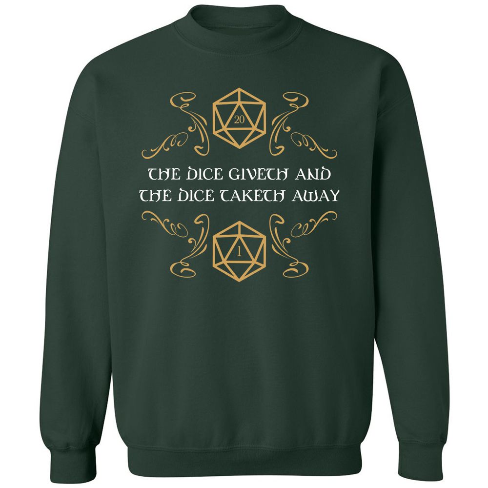 The Dice Giveth and Taketh Away Natural 20 and Critical Fail Classic Unisex Sweatshirt - Forest Green - 4
