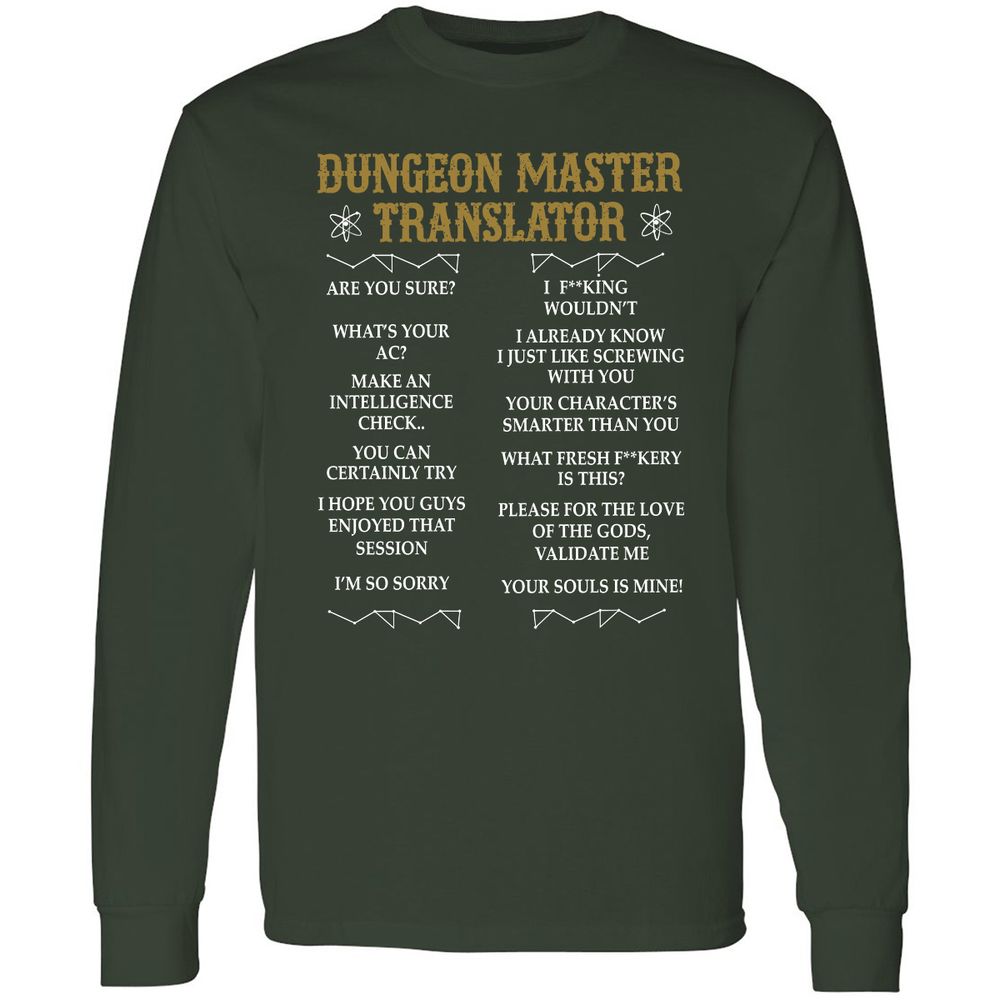 Dungeon Master Translator Long Sleeve T-Shirt - Forest Green - 4
