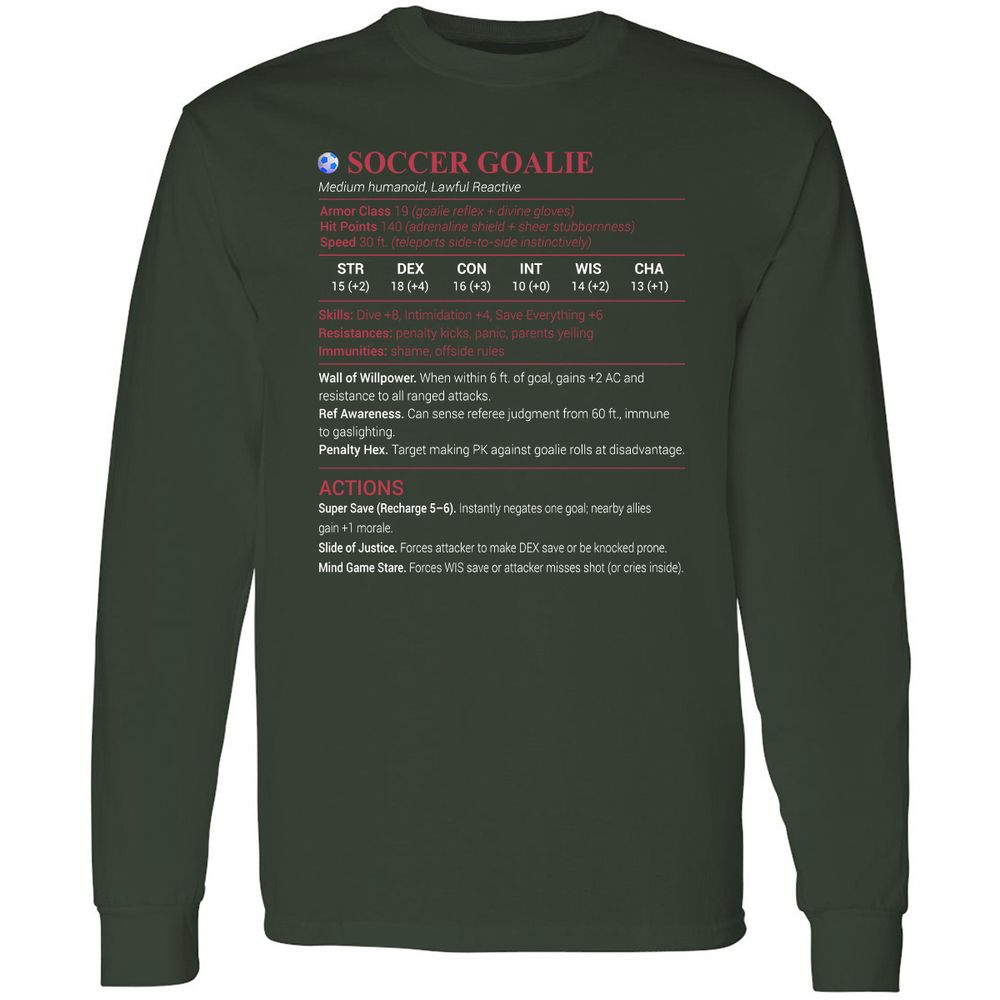 Soccer Goalie Long Sleeve T-Shirt - Forest Green - 4