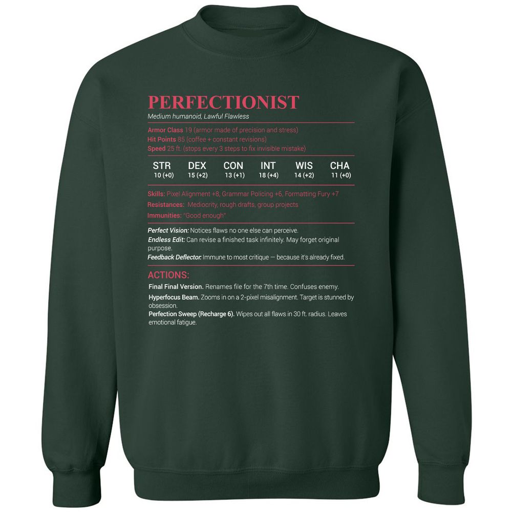 Perfectionist Stats Classic Unisex Sweatshirt - Forest Green - 4