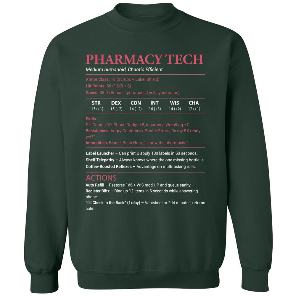 Pharmacy Tech Classic Unisex Sweatshirt - Forest Green - 4
