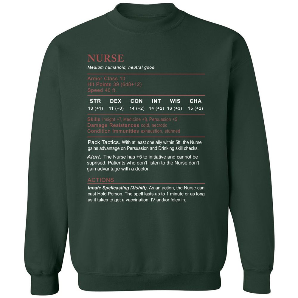 Nurse Stats 2 Classic Unisex Sweatshirt - Forest Green - 4