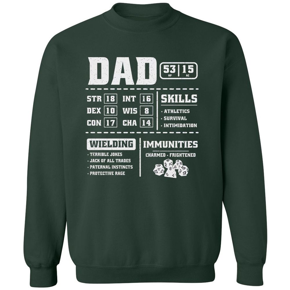 Dad Stat Block 2 Classic Unisex Sweatshirt - Forest Green - 4