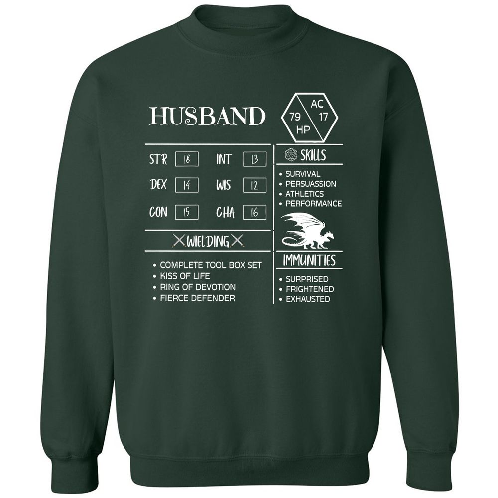 Husband Stats 2 Classic Unisex Sweatshirt - Forest Green - 4