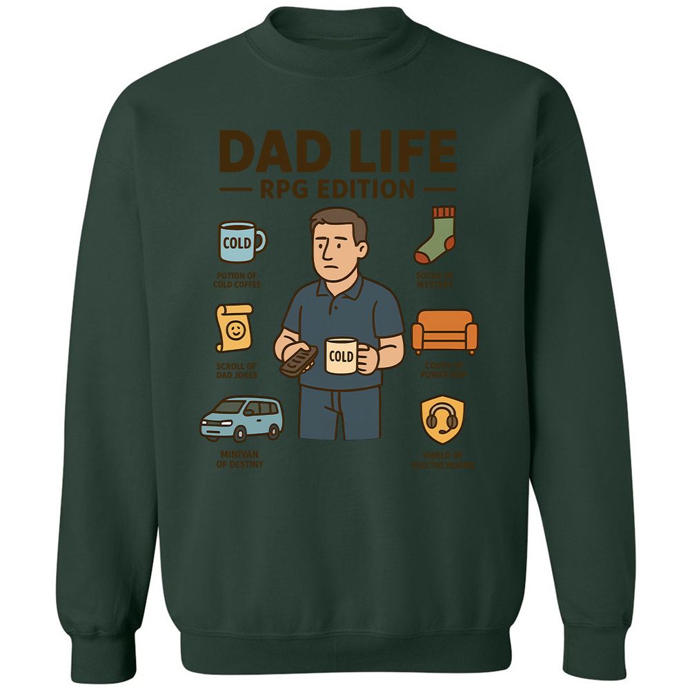Dad Life RPG Edition Classic Unisex Sweatshirt - Forest Green - 4