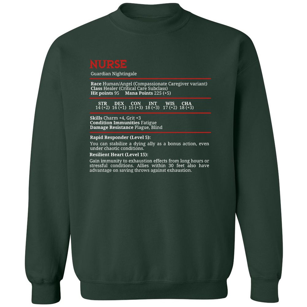 Nurse Stats Classic Unisex Sweatshirt - Forest Green - 4