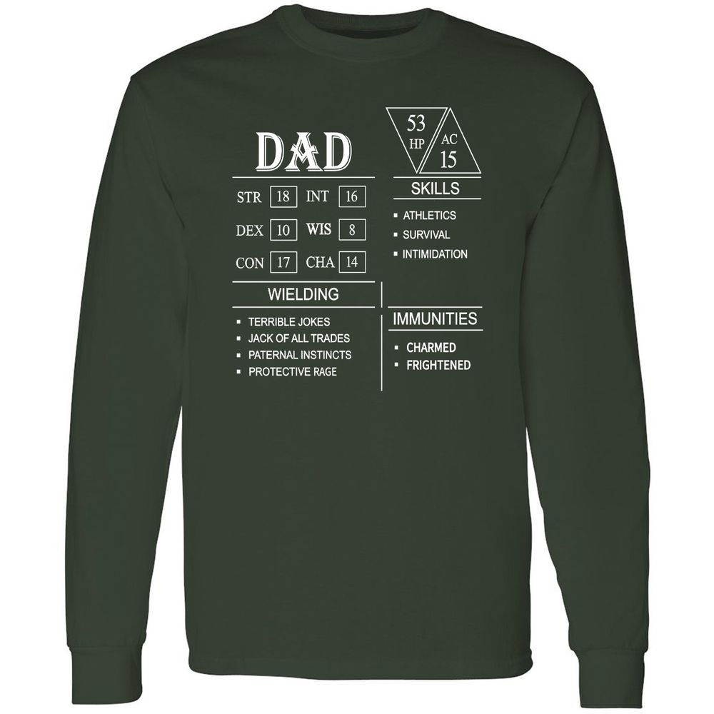 Dad Stat Block Long Sleeve T-Shirt - Forest Green - 4